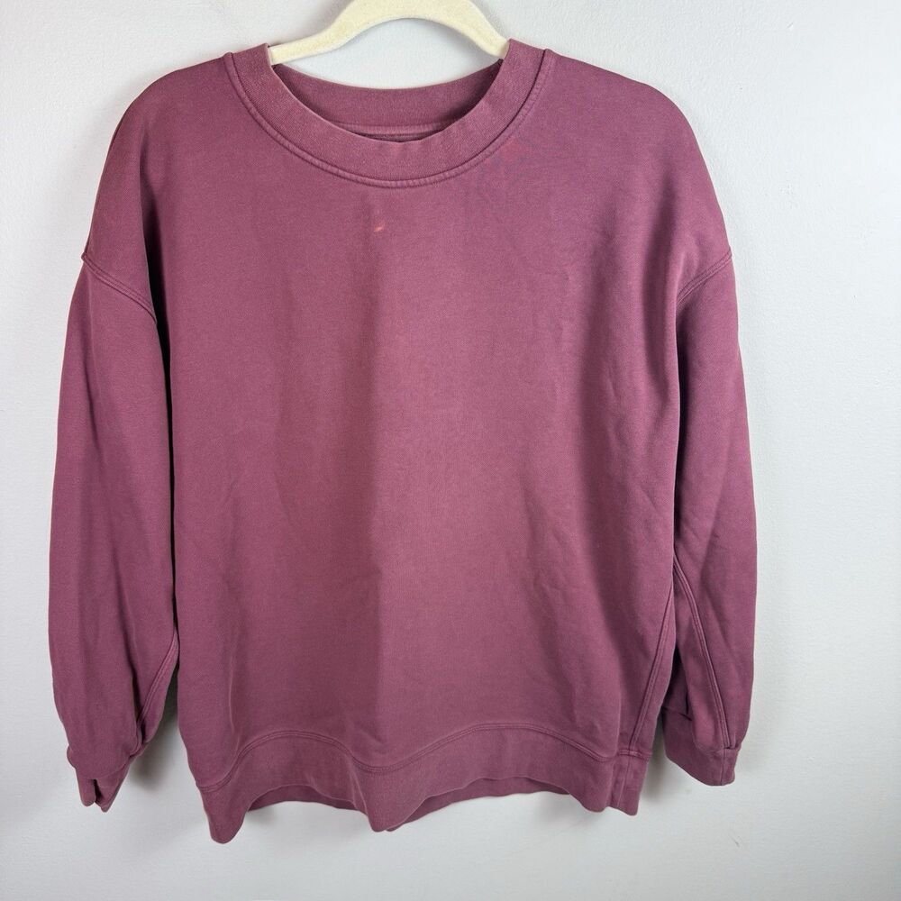 Lululemon Sweatshirt Women 8 Perfectly Oversized Crewneck Terry Cloth READ Pink